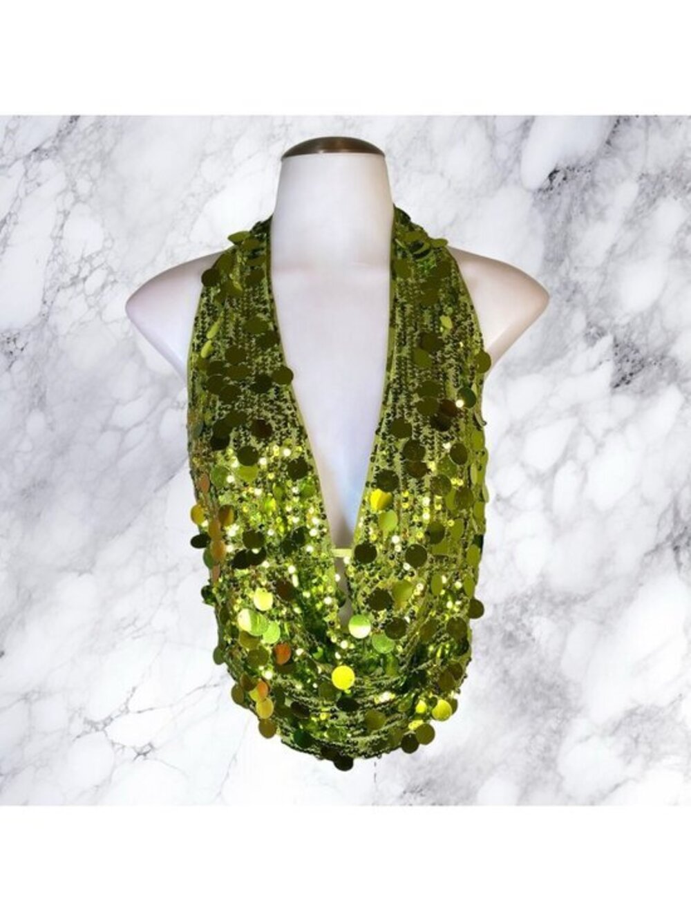 Bailey Rose Sequin Cowl Neck Draped Top